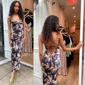 Bec & Bridge Dress Opaline Floral Silk Strap Maxi Cutout Wedding Multi 6 NWT